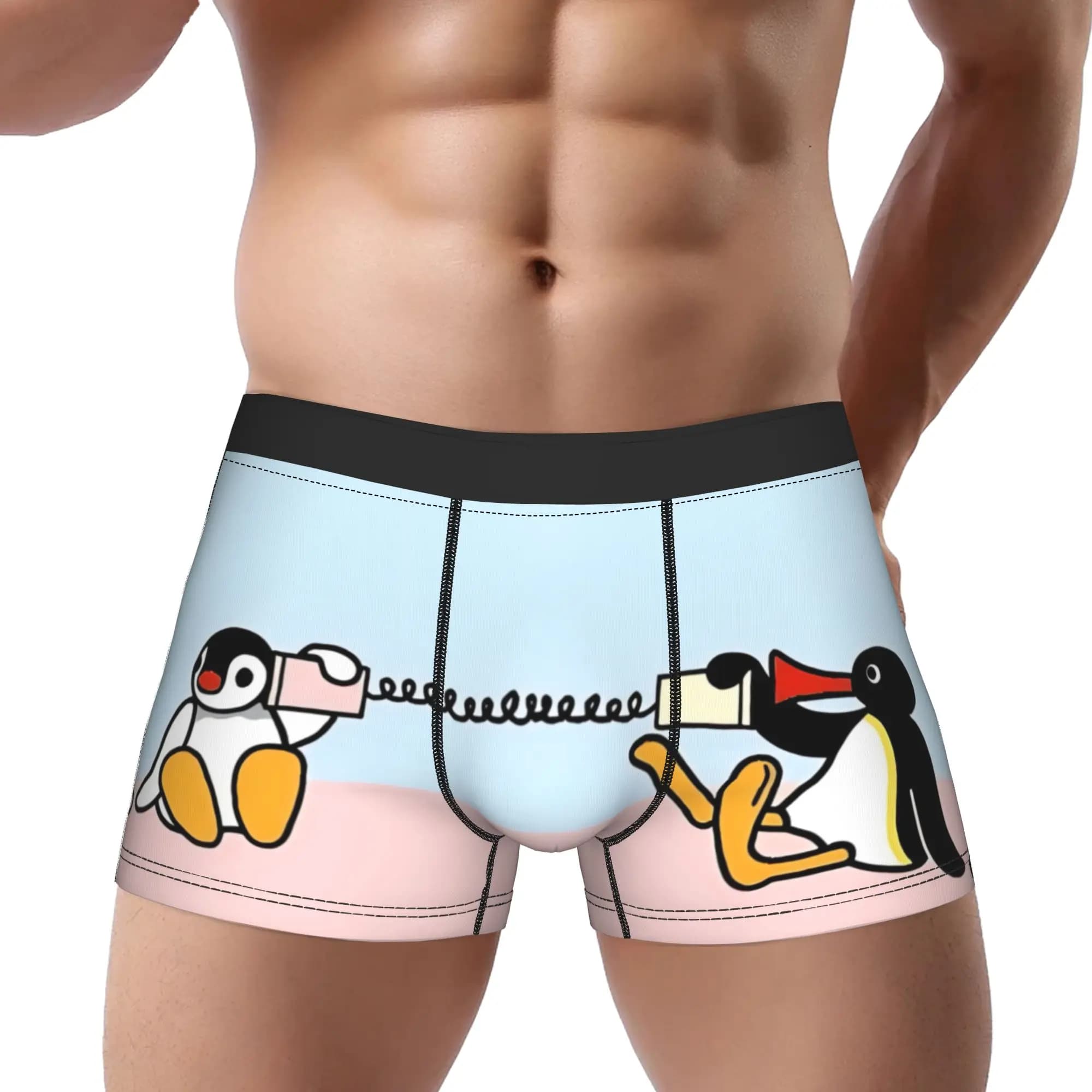 Pingu Underpants Breathbale Panties Male Underwear Pingu Ventilate Shorts Boxer Briefs