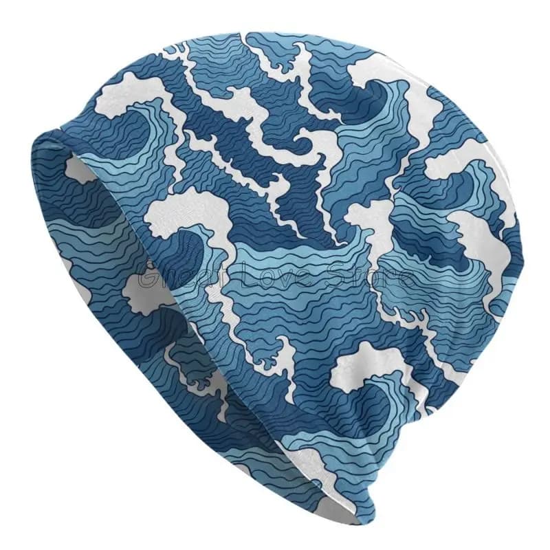 Cappello a cuffia con onde del mare giapponesi Uomo Donna Berretto a cuffia caldo Cappelli in maglia unisex Copricapo Skullies Berretti