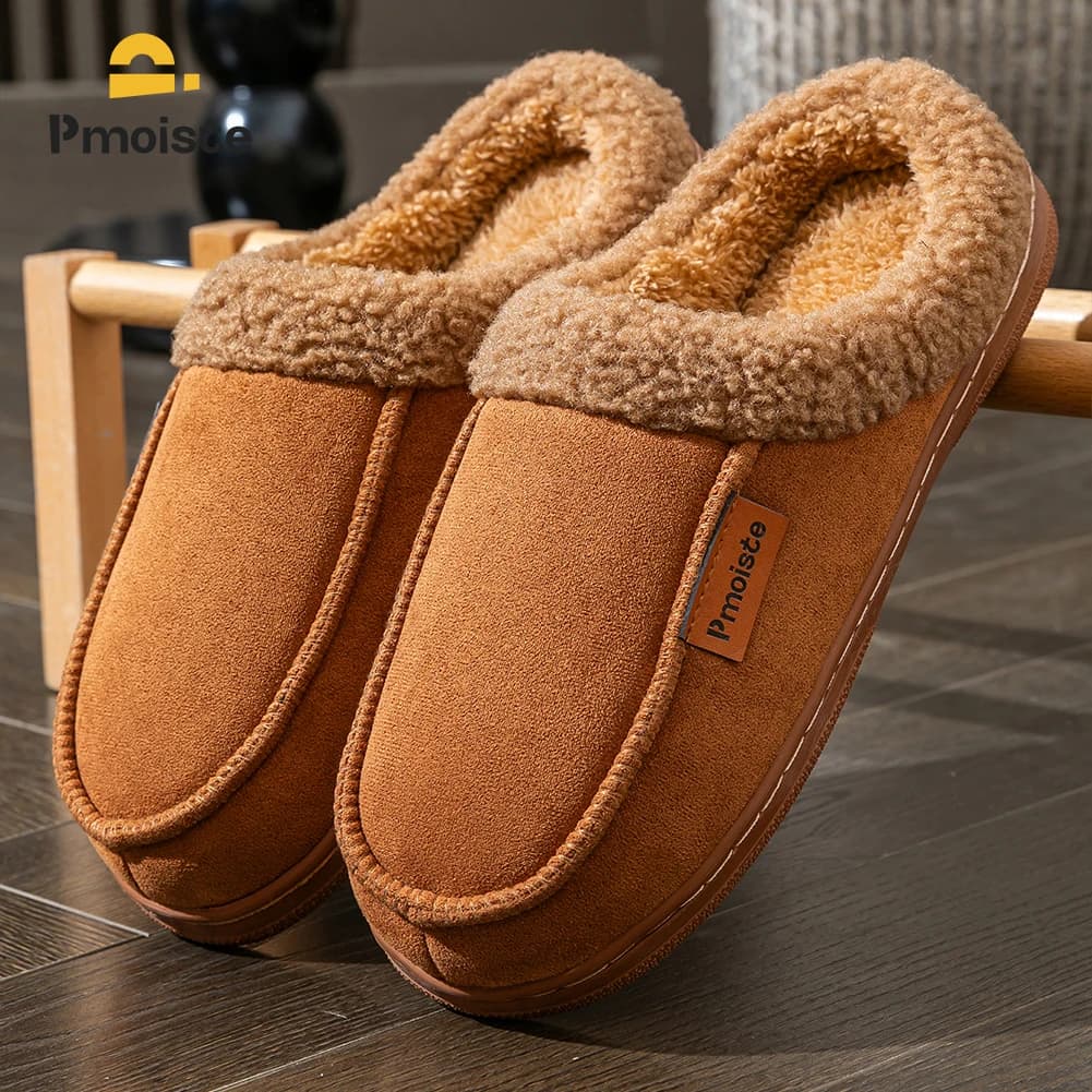 Pantofole da casa in pelle scamosciata da uomo Suola in TPR Antiscivolo Durevole Morbido Caldo Cuscino in memory foam Comode scarpe da soggiorno