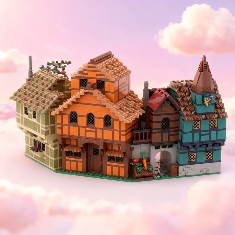 2639pcs MOC Village Rowhouses Castle Model Building Blocks DIY Gift Creative Collectible Display Decor Premium Adult Kids Desk