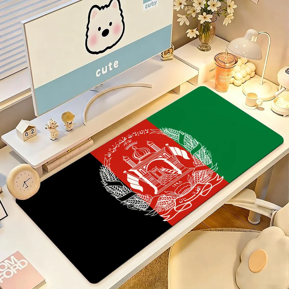 Tappetino per mouse grande antiscivolo e impermeabile con bordo cucito, per gaming e uso quotidiano in ufficio - Edizione Nazionale Afghanistan A-Afghanistan