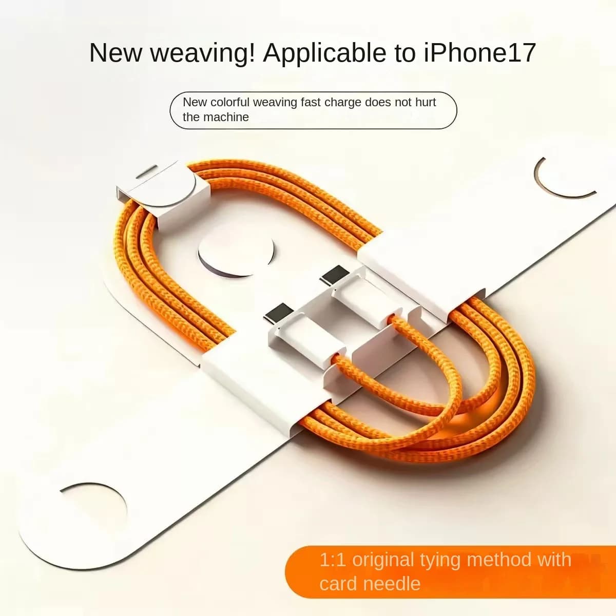 Cavo di ricarica rapida USB-C a USB-C da 60 W, compatibile con dispositivi iOS e Android, cavo di ricarica tipo C intrecciato in nylon arancione