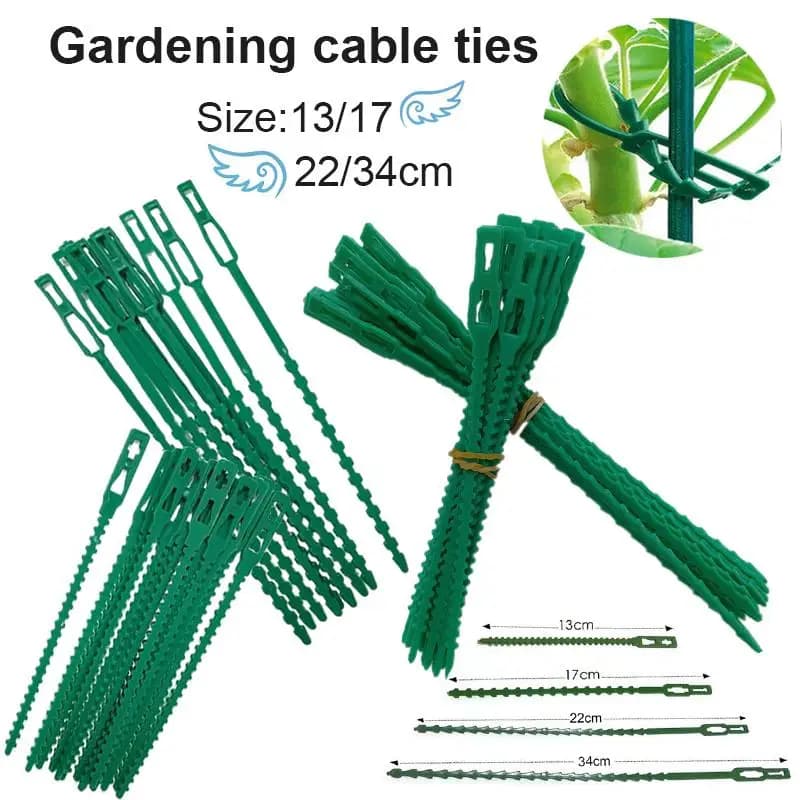 10-100pcs Riutilizzabili Fascette per cavi da giardino Supporto per piante Arbusti di fissaggio Albero di bloccaggio Nylon regolabile in plastica PE Fascette per cavi Strumenti