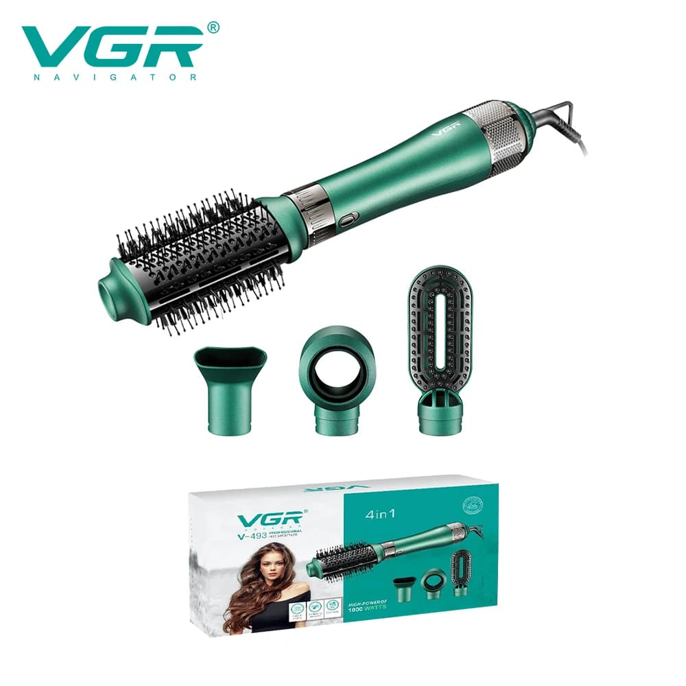 VGR V-493 Hair dryer 4 in1 styler hot air brush power cord comb professional electric hair plate