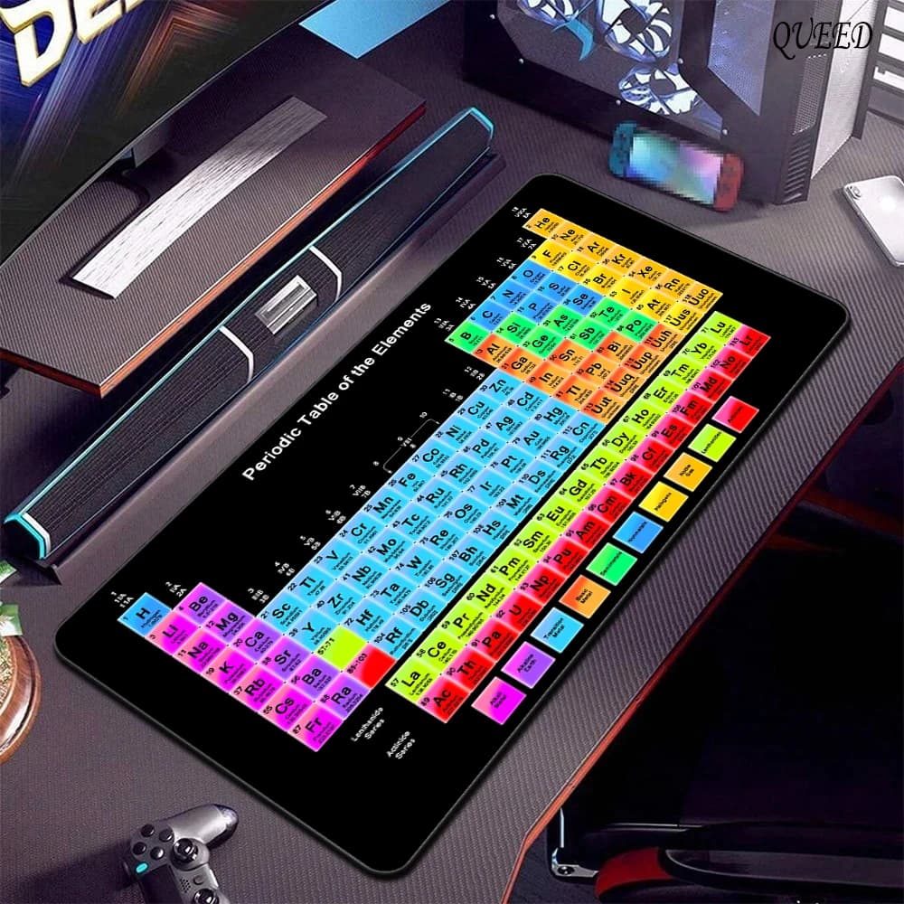 Tappetino per mouse grande per tastiera da gioco Tavola periodica degli elementi Tappetino per mouse Tappetino per scrivania Xxl per ufficio con base in gomma antiscivolo con bordo cucito
