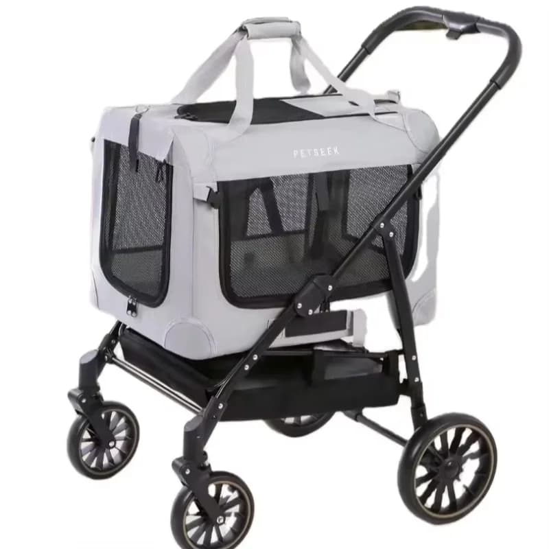 Passeggino pieghevole di lusso per cani di grandi dimensioni Passeggino doppio per cani con ruote grandi per cani di taglia grande Nessun recensioni ma