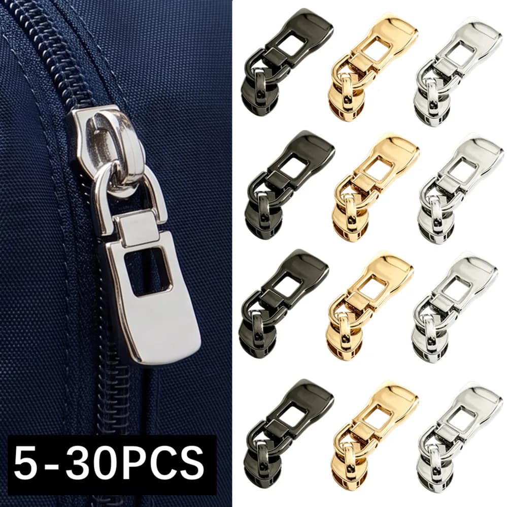 5/30pcs 5# Zipper Slider for Nylon Zips Jacket Bag Purse Pockets Zippers Heads Puller Repair Kit DIY Garment Sewing Accessories