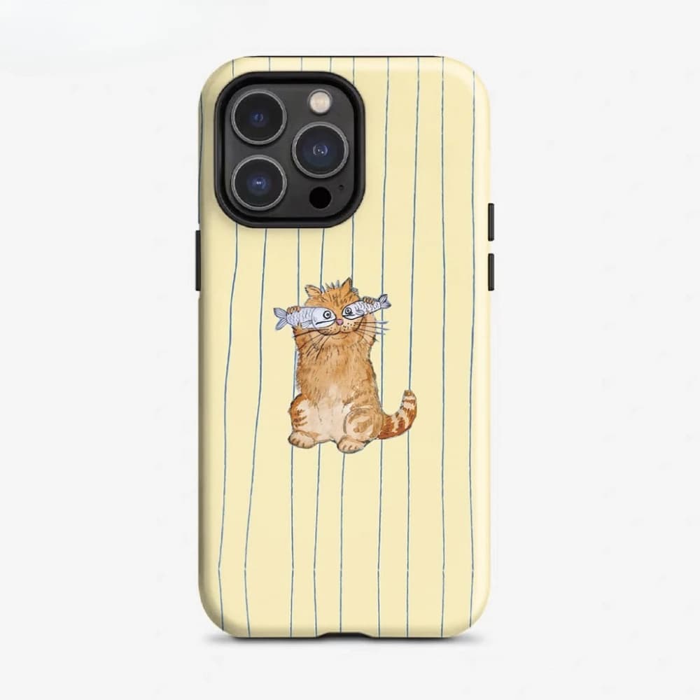 Custodia per telefono 2-in-1 con motivo gatto cartone animato e pesce, anti-caduta e anti-urto, compatibile con iPhone 17 16 15 14 13 12 11Pro/Max/Plus