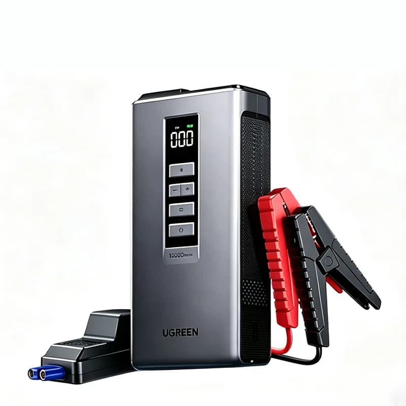 UGREEN Avviatore di Emergenza per Auto 4-in-1 da 10000mAh con Gonfiatore Pneumatici, Power Bank e Luce LED per Auto e Moto