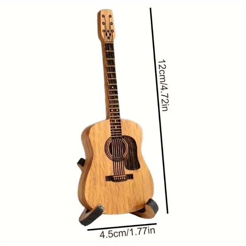 Porta plettri in legno per chitarra acustica con supporto, custodia portatile con bordi lisci per plettri