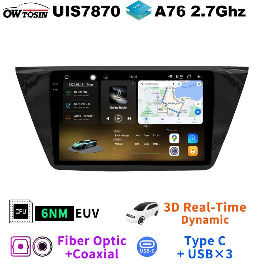 QLED 2K Schermo Android 13 7870 12 + 256G Autoradio Navigazione GPS Lettore Stereo Per Volkswagen VW Touran 2015-2024 Auto BT CarPlay