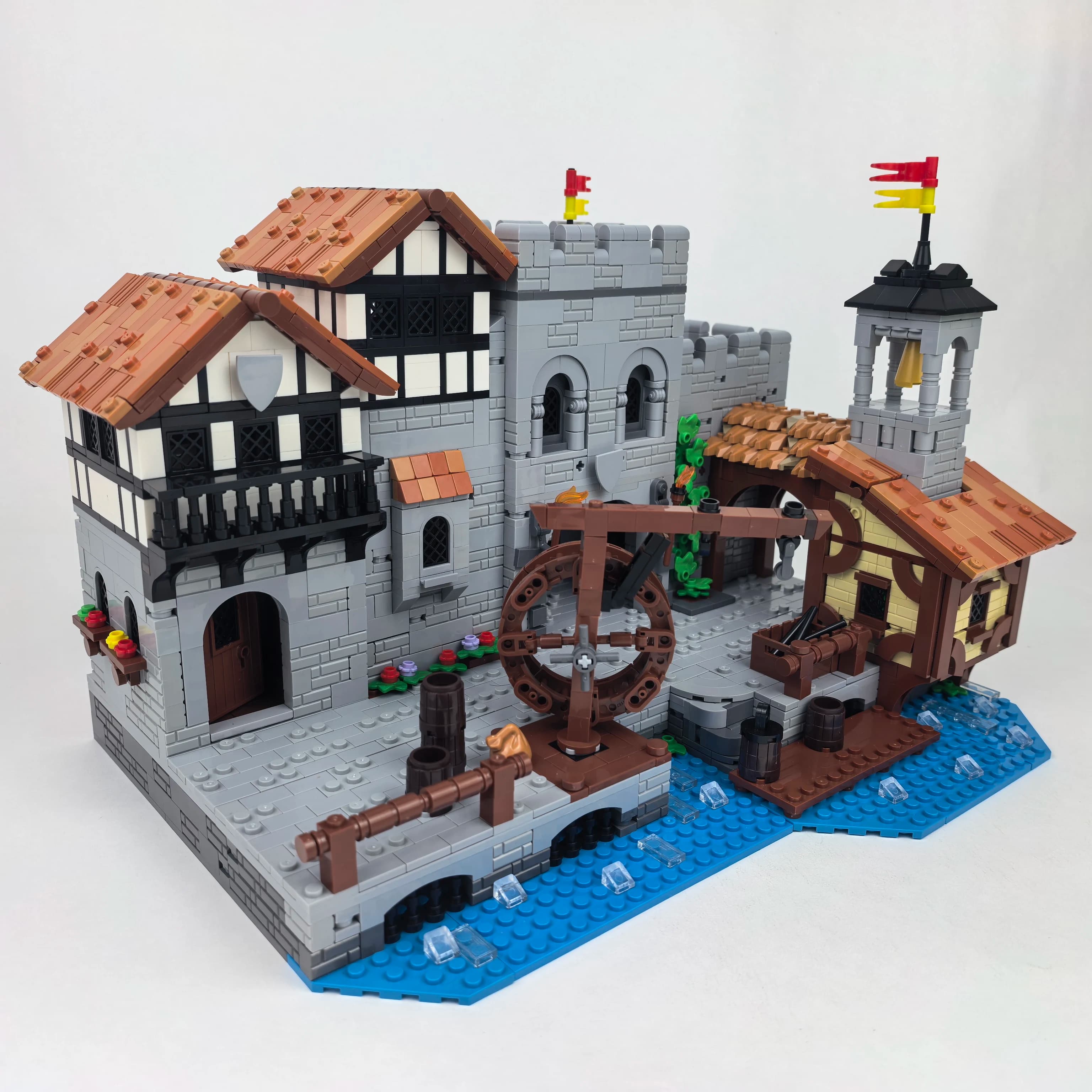Set di Costruzioni MOC Porto dei Cavalieri di Leone, 3093 Pezzi, Modello Modulare Medievale, Kit Creativo per Adulti, Regalo di Natale