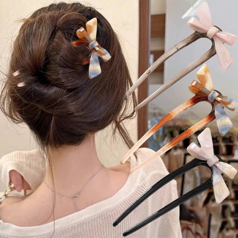 1 pezzo, graziosa forcina per capelli a forma di U in acetato, fermaglio per capelli da donna, elastico per capelli alla francese, grazioso accessorio per capelli da tutti i giorni.