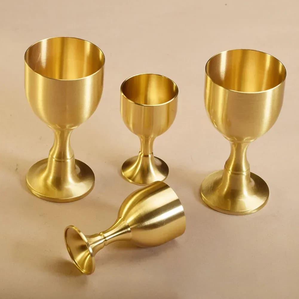 1Pc Tazza in ottone vintage Bicchiere da vino rosso Bicchiere da birra in rame lucido con bordo liscio portatile Bicchieri per bar per feste