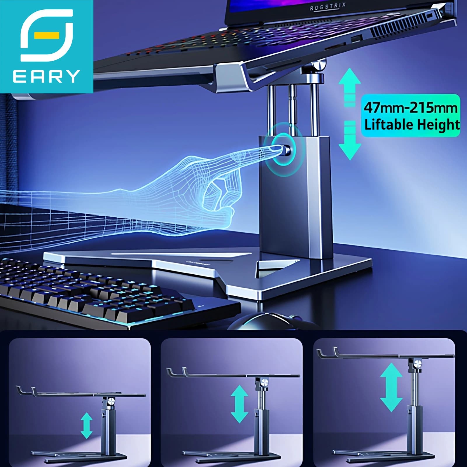 Eary Supporto per laptop Supporto per notebook 47-215mm Altezza regolabile Riser per computer compatibile MacBook Air Pro HP Dell XPS Lenovo 12-18"