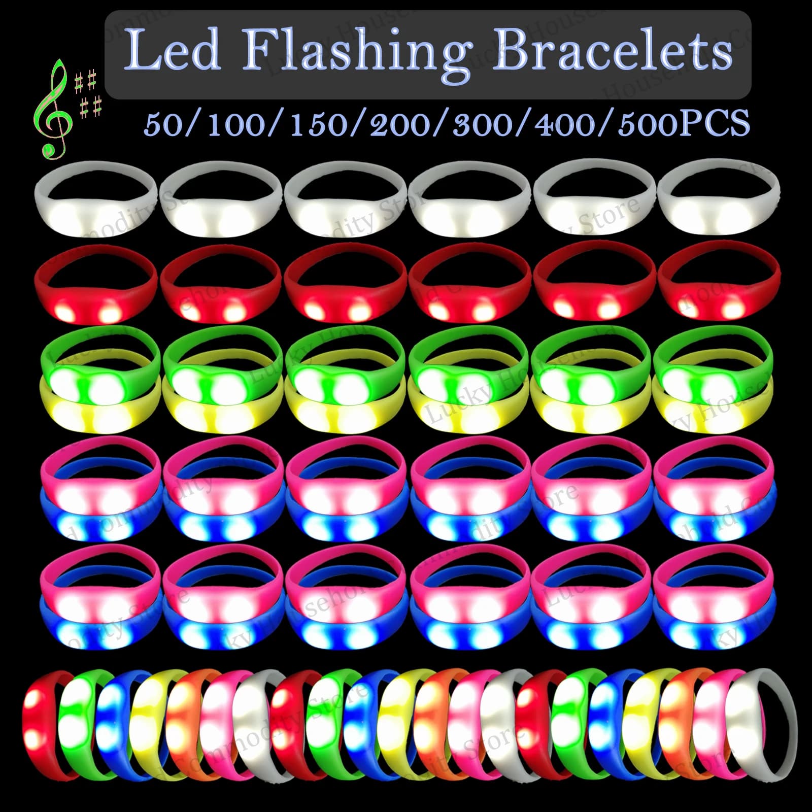 Bracciale lampeggiante a LED attivato con musica e suono Braccialetti che si illuminano al buio Bracciale rigido illuminato per feste di concerti Bambini Adulti