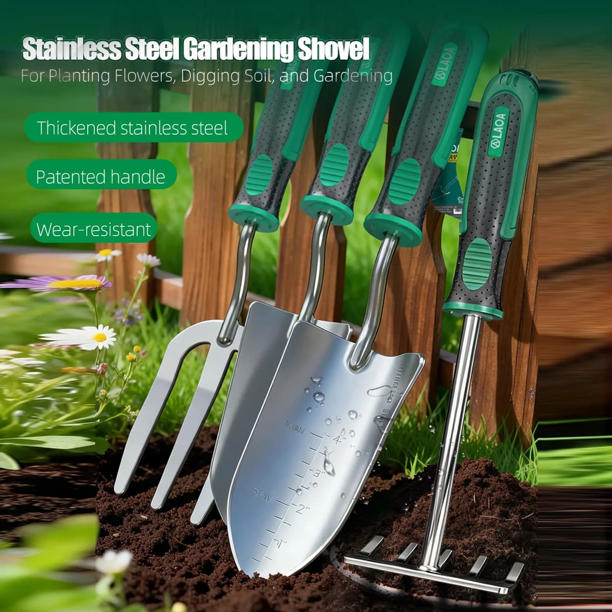 LAOA Home Gardening Tool Set Flower Planting Shovel Soil Rake Potted Fork Pruning Shears for Garden Maintenance