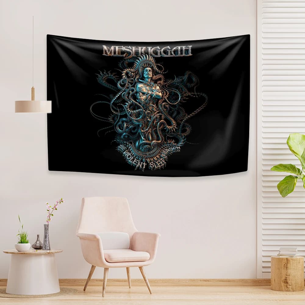 Swedish Metal Band Tapestry Meshuggahs Prints Home Decor Wall Hanging Covering Cloth Dormitory Backdrop Concert Banner