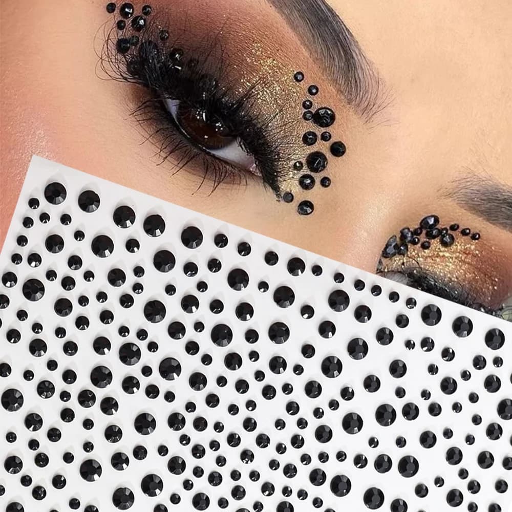 1 Pz Nero Viso Gemma Trucco Adesivo 3D Mix Strass Autoadesivi Del Tatuaggio Ombretto Adesivi Scuro Avanzato Viso Occhi FAI DA TE Decora