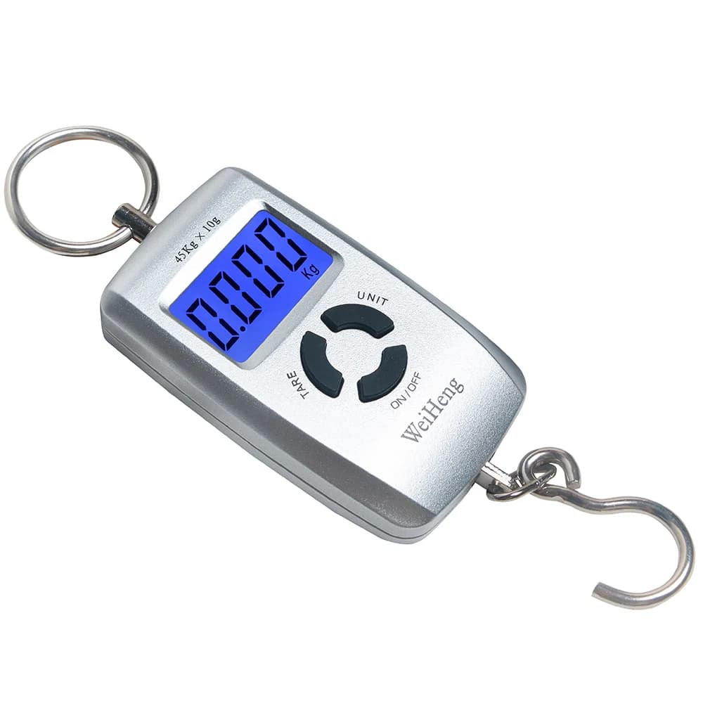 Mini bilancia sospesa 45kg/10g bilancia elettronica portatile con gancio bilancia per bagagli LCD Kg Lb Oz Jin strumenti di ponderazione per la pesca in fattoria