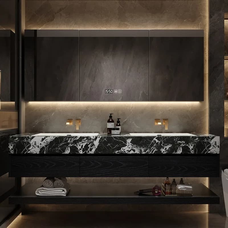 Mobiletto Salvaspazio per Bagno, Scaffali Porta Profumi, Accessori da Parete, Armadietto con Specchio, Arredamento di Lusso per Salone