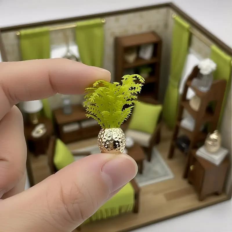 5Pcs 112 Scale Dollhouse Mini Potted Plant Realistic Greenery Model for Micro Landscape Garden Decor