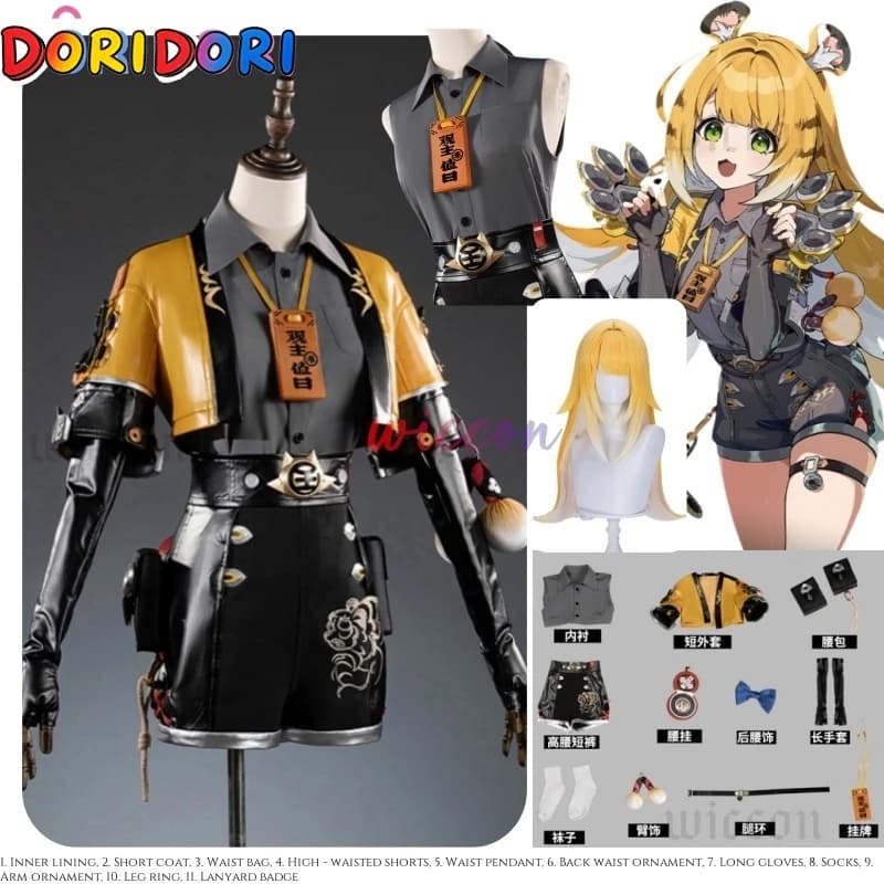 Ju Fufu Cosplay Costume Uniform Wig Jacket Shorts Zenless Zone Zero Yunkui Summit Halloween Carnival Party for Women Girls
