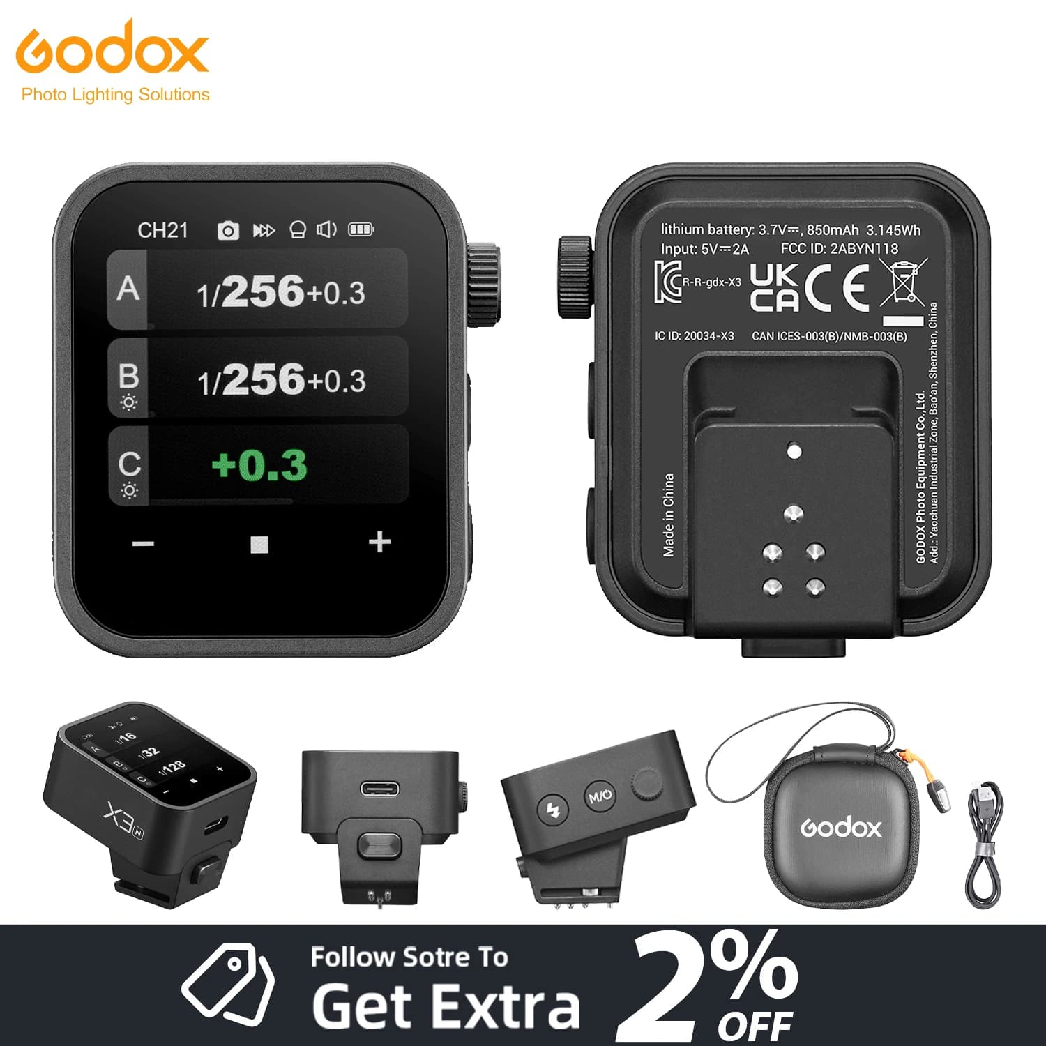 Godox X3 TTL HSS 2.4G Wireless Flash Trigger OLED Touch Screen Transmitter Quick Charge for Canon Nikon Sony Fujifilm