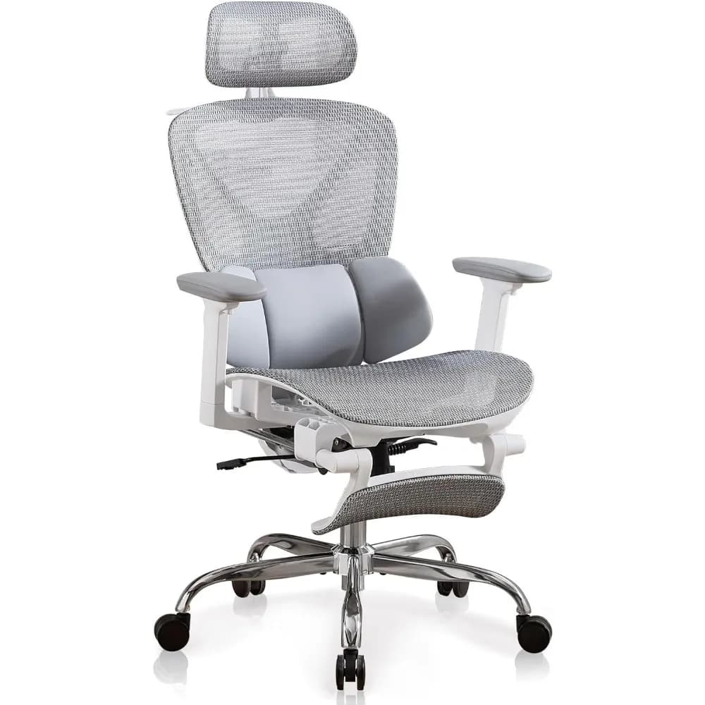 Sedia da ufficio in rete con schienale alto con poggiapiedi, sedia da ufficio ergonomica con supporto lombare 3D, comoda sedia da scrivania per lavoro e C