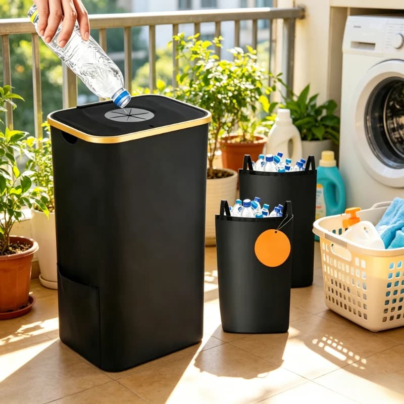 Borsa Organizer per Bottiglie Riciclabili Nera, Contenitore Pieghevole Portatile per Bottiglie di Scarto per Casa, Ufficio, Uso Quotidiano, Regalo