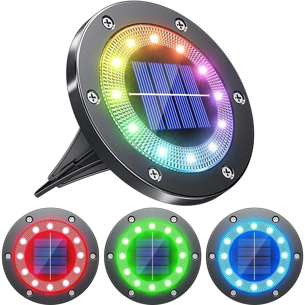 Luci solari da terra Luci solari da esterno 12LED Luci solari da giardino impermeabili per decorazioni natalizie di Halloween nel cortile
