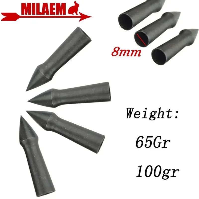 6/12pcs Tiro con l'arco Punta di freccia in acciaio 65/100gr Punta di freccia Punte di bersaglio Punte da caccia Fit OD 7mm Albero di freccia Caccia Tiro Accessori