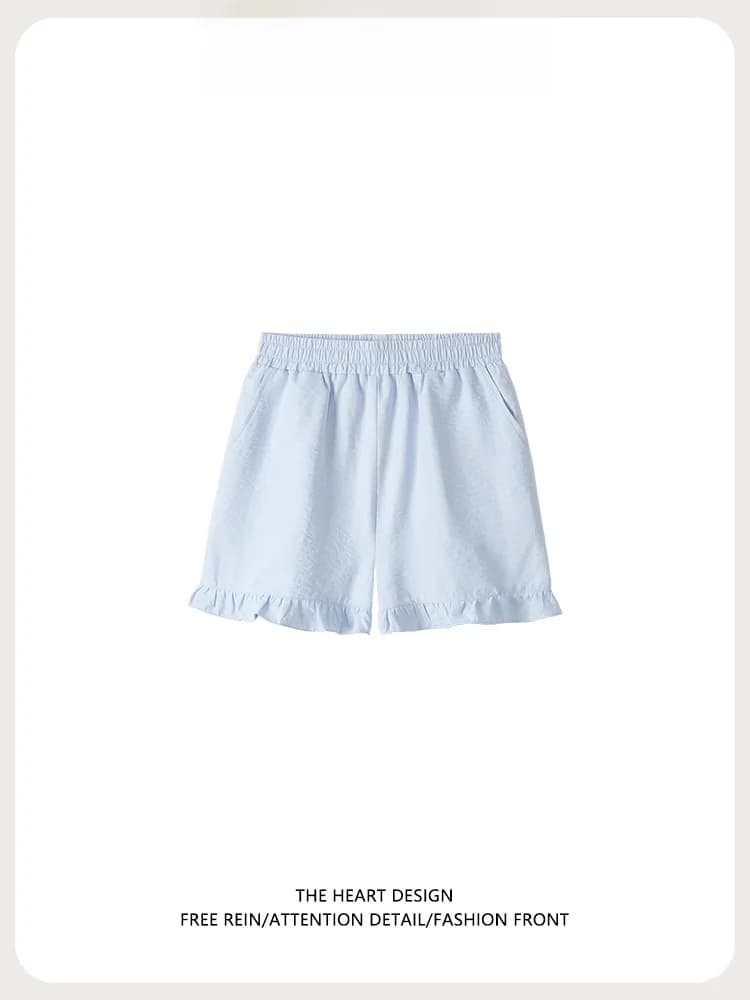 Summer 2026 Women's Slim Fit Color Shorts Simple Style Korean Miniature Splicing Elastic Waist Pants Casual Trousers
