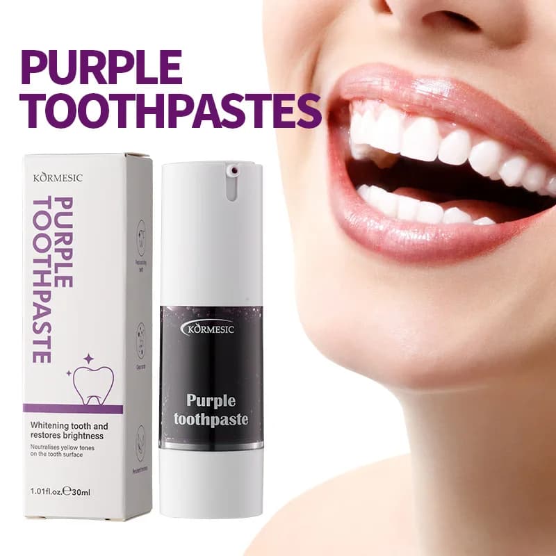 30 ml purple whitening toothpaste, formula for deep cleansing, provides a fresh breath and a delicate care of the gums, no fluorine, essential for daily oral hygiene, suitable for yellow teeth