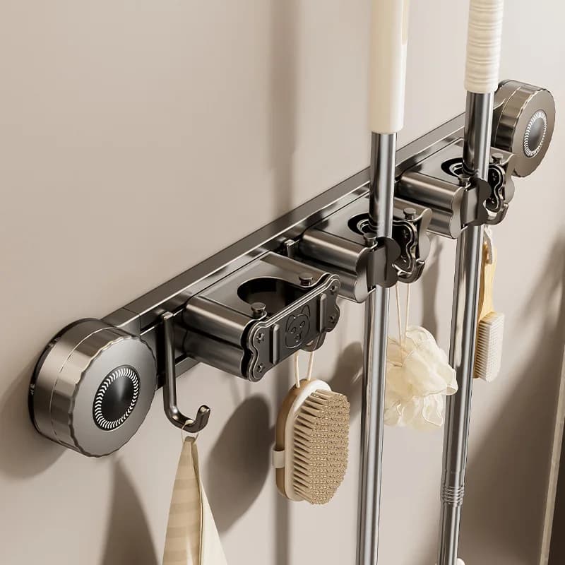 No Punching Wall Hanging Cartoon Cute Mop Holder Bathroom Cleaning Tool Storage Hanger Strong Suction Cup Mop Clip