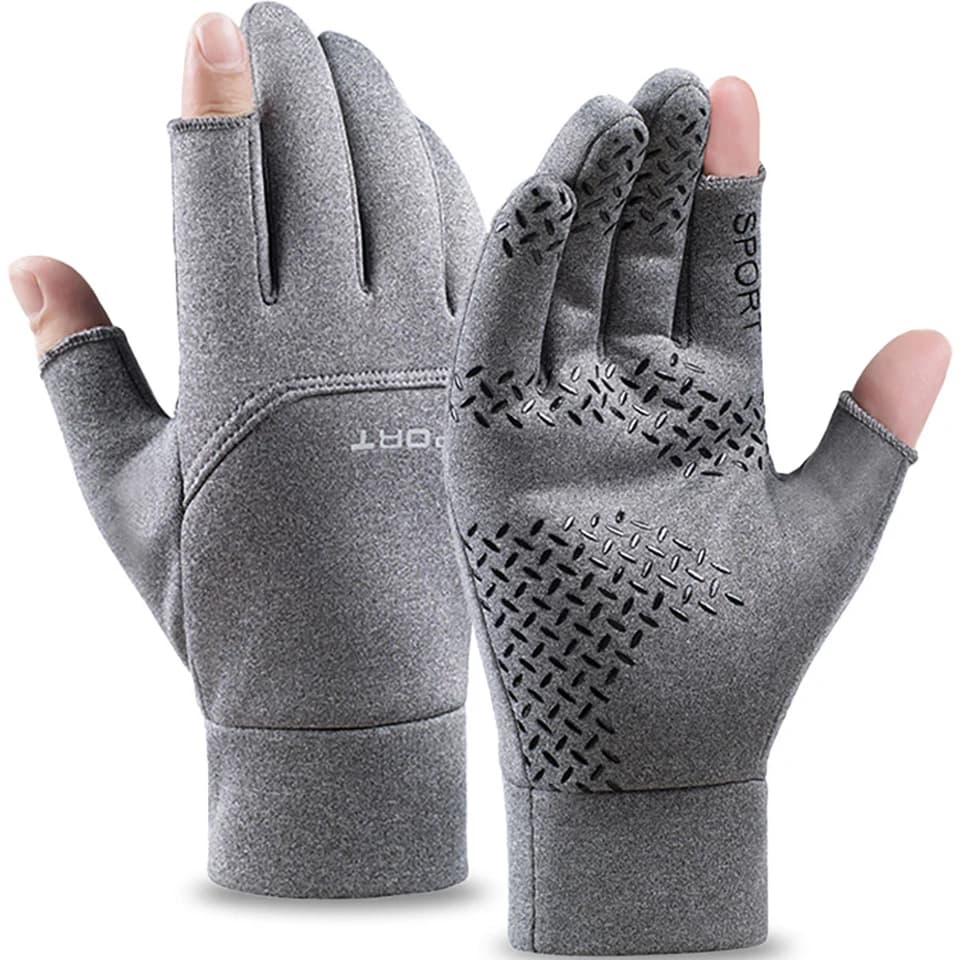Men's Winter Fishing Gloves Hot Anti-slip Cycling Gloves for Fishing Sports Touch Screen Two fingers cut Outdoor Fishing