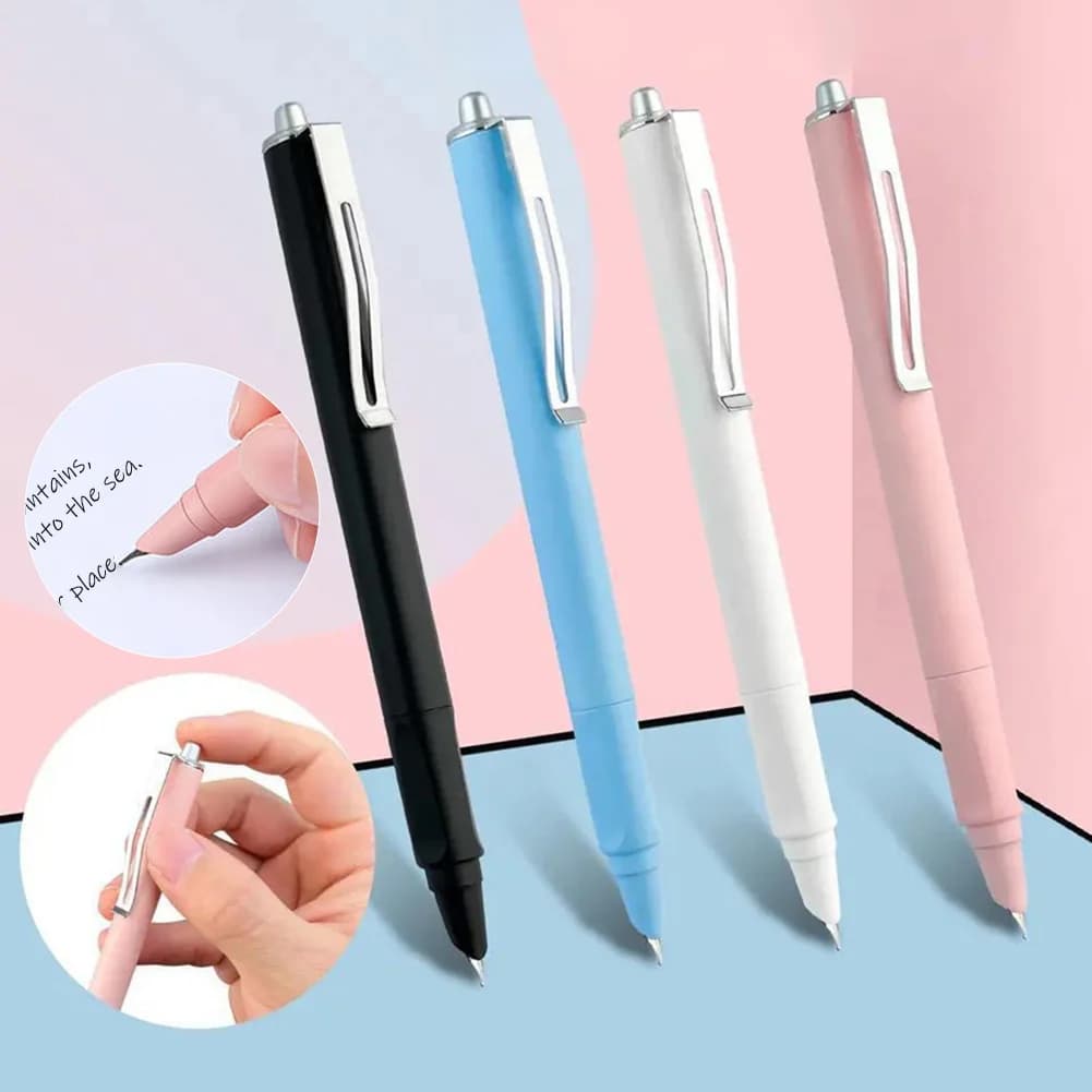 Adult Calligraphy Practice 0.5mm Fountain Pen Ergonomic Design Click-action Convenience, No Cap To Lose. Office Productivity