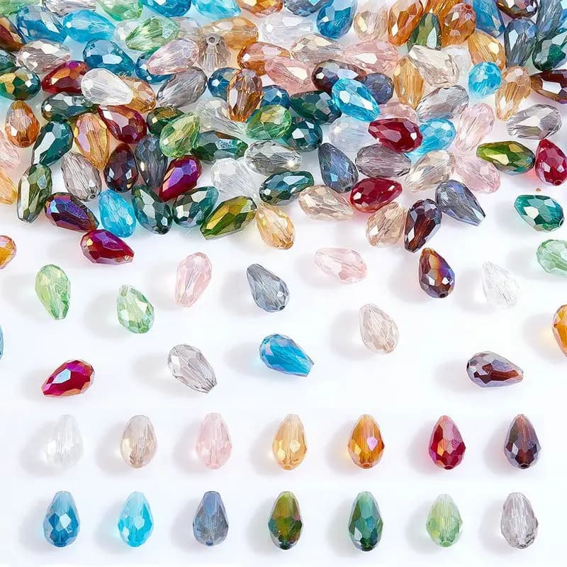 Faceted Teardrop Glass Beads 39 Colors Clear Waterdrop Crystal Beads Center Drilled Drop Spacer Beads for DIY Craft Jewelry