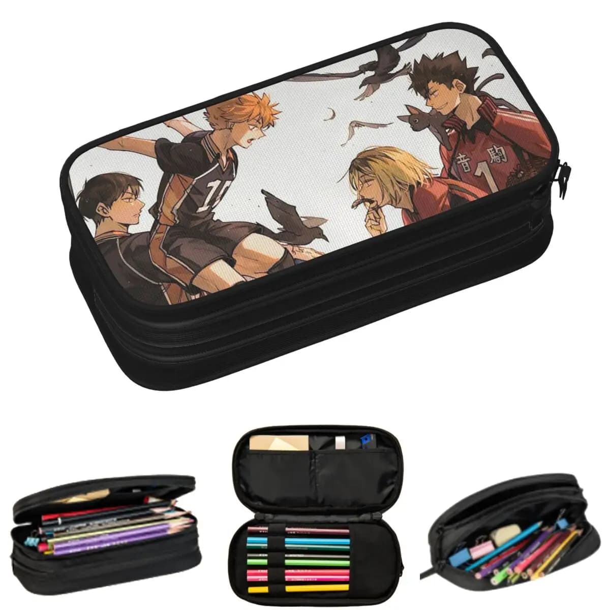 Graziosi Astucci per Matite Ispirati all'Anime Giapponese Haikyuu, Portapenne per Studenti, Grande Capacità