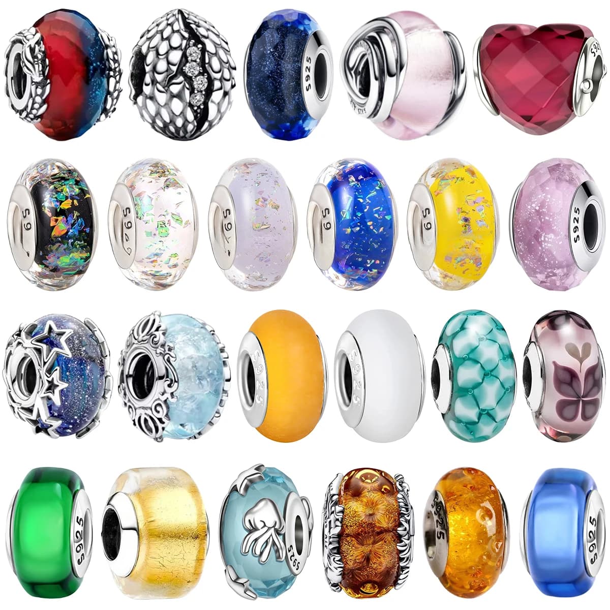 925 argento perline di vetro di Murano ciondoli rotondi colorati ambra trasparente sfumato braccialetti fai da te parti di collane regalo di gioielleria raffinata