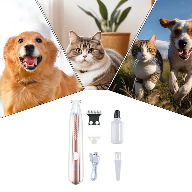 Dogs Paw Trimmer Hair Grooming Trimmer Cordless Electric Rechargeable Quiet Pet Shaver with LED Light Pet Electric Hair Push