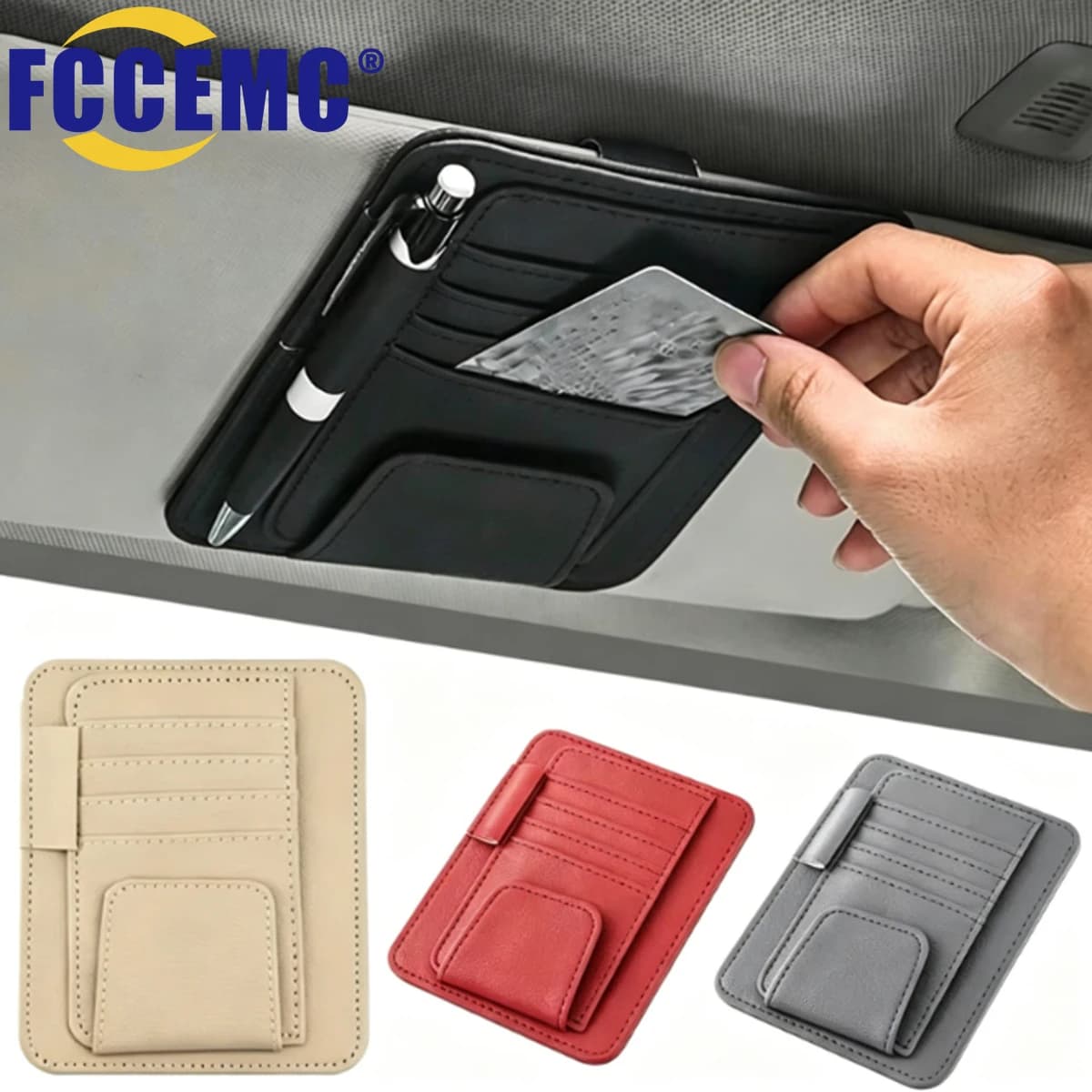 Car Sun Visor Storage Clip Multi-Pocket Business Card Management Sunglasses Holder Visor Organizer Auto Interior Accessories