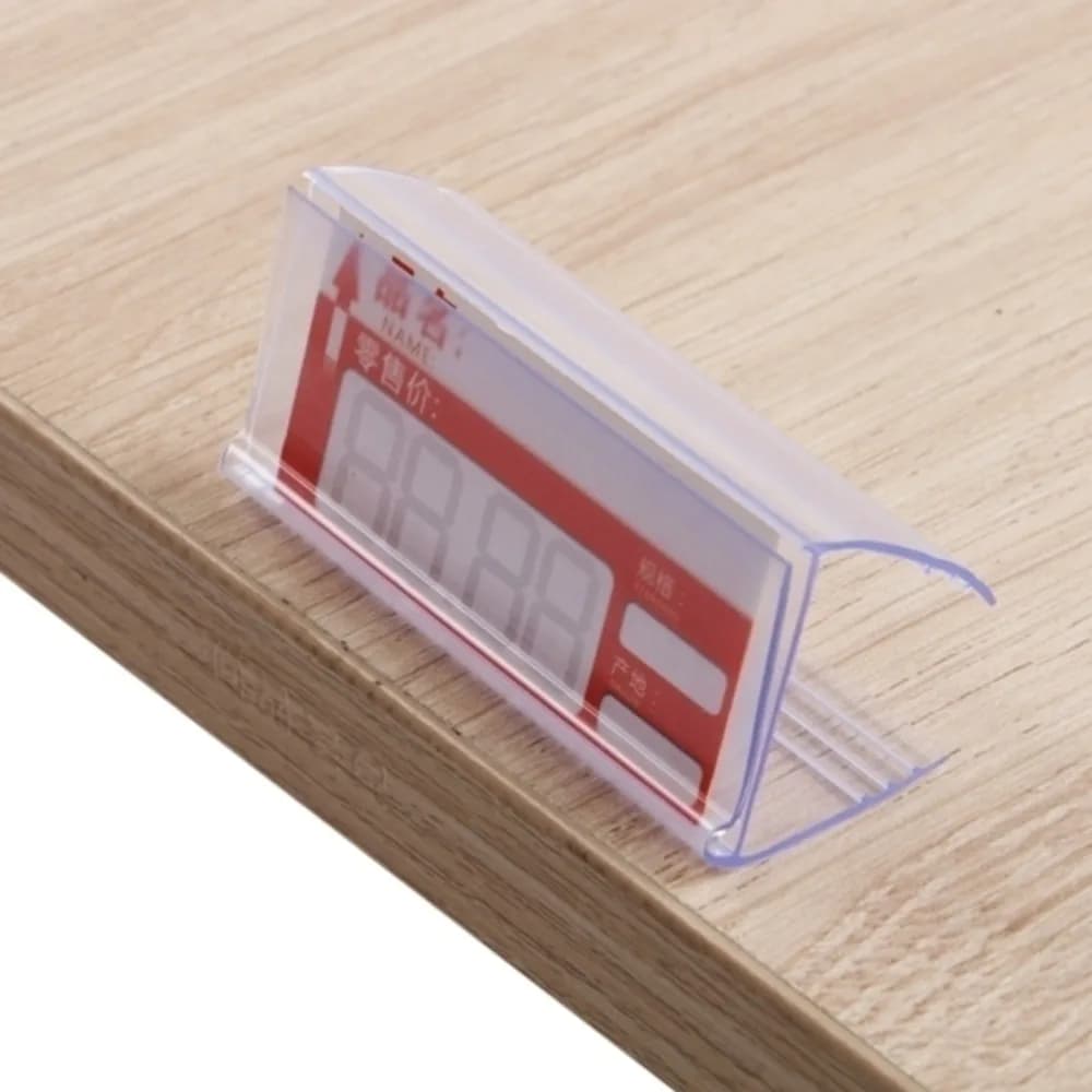 100 pz Vetro Legno Mensola Bordo Grip Striscia Ripiano Montaggio Data Striscia Prezzo Talker Scaffale Top Etichetta Titolare Segno Display Clip