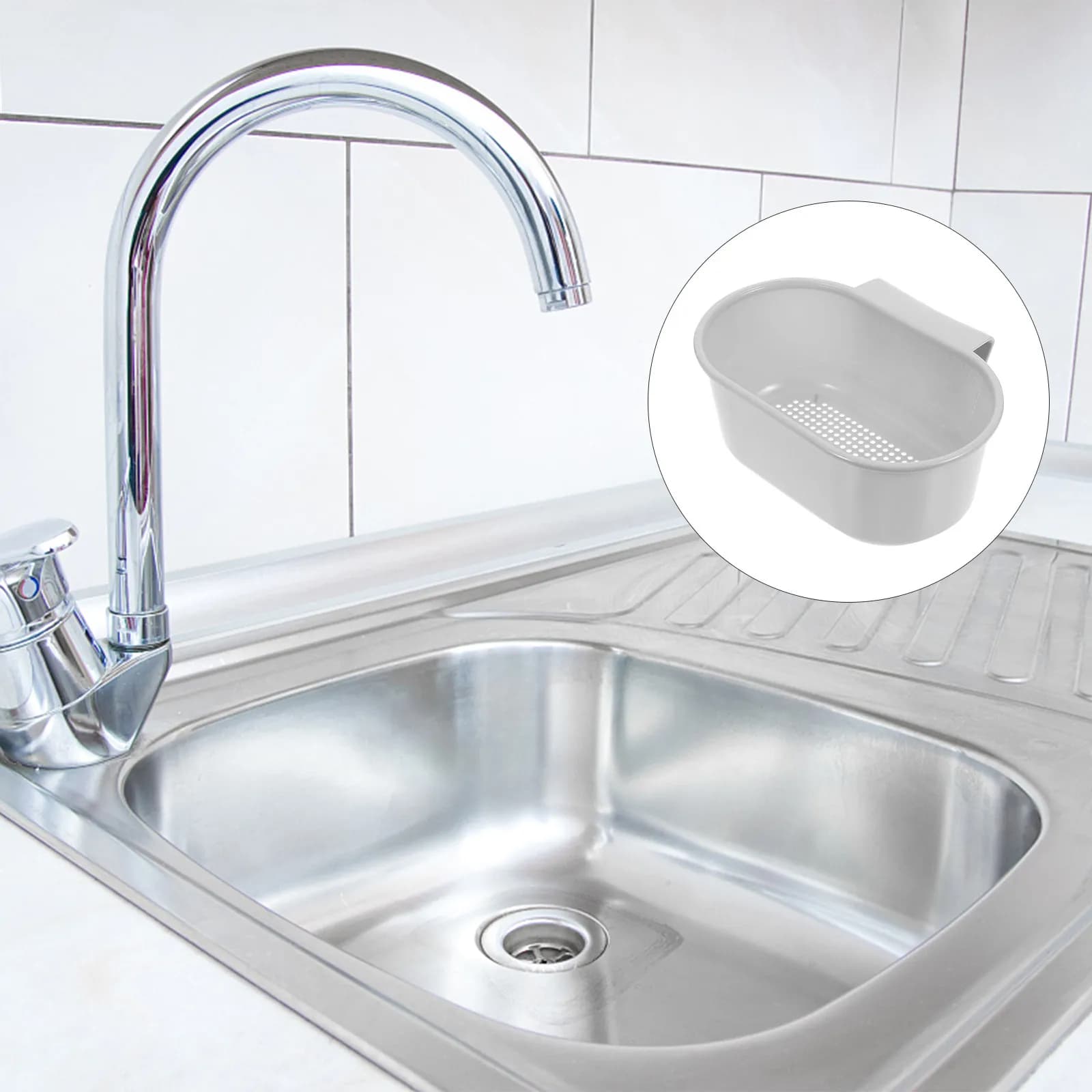 Set di 2 Supporti per Scarico Lavello, Cestello Multifunzionale per Lavello da Cucina, Raccogli Residui in Acciaio Inox, Filtro per Rifiuti