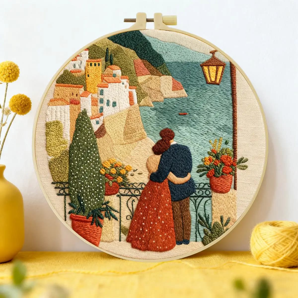 1pc 20X20CM/15X15CM 7.87/6.3inch Romantic Date Embroidery Starter Kit DIY Kit DIY Embroidery Kit Manualidades Home Decor