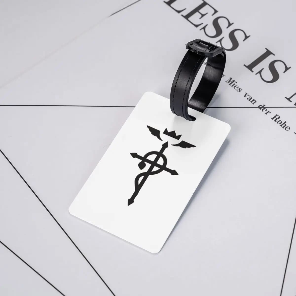 Fullmetal Alchemist - Etichette per bagagli con insignia di Flamel, accessori per valigie, etichetta per bagaglio da viaggio, porta etichette, identificativo, nome, indirizzo