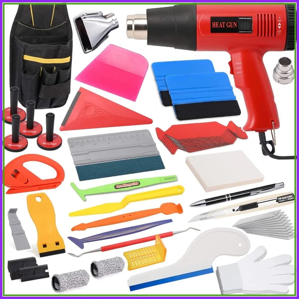 Kit di Strumenti per Wrapping in Vinile: Pistola Termica, Squeegee, Supporto Magnetico, Taglierina e Raschietto per Car Wrapping e PPF
