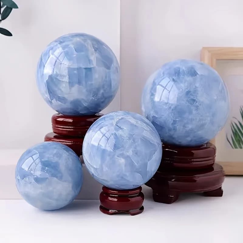 1 Pezzo Grande Sfera di Cristallo Naturale di Celestite Blu, Gemma di Cianite Lucidata per Chakra