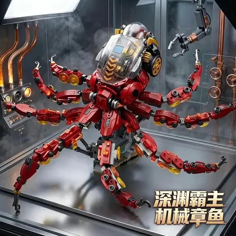 2026 New Mechanical Octopus Building Blocks Model DIY Assemble Educational Ornament Toy Boys Birthday Gift Compatible Standard B