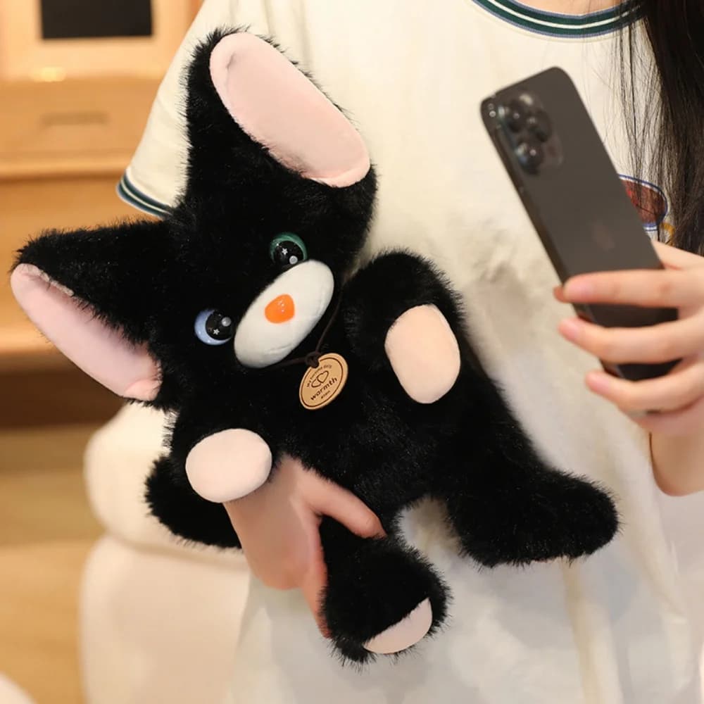 Fluffy Cute Big Eyes Cat Plush Doll Soft German Cat White Black Stuffed Animal Toy Birthday Festive Gifts